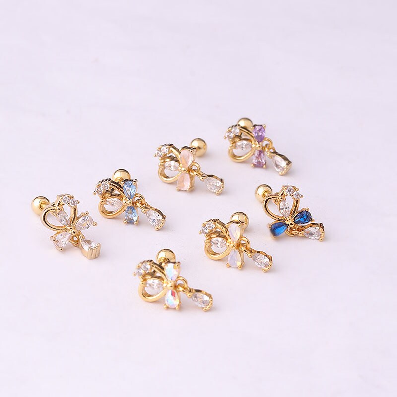 1 Piece Simple Series Classic Heart Titanium Steel 18K Gold Plated Material Zircon Women's Stud Earrings 